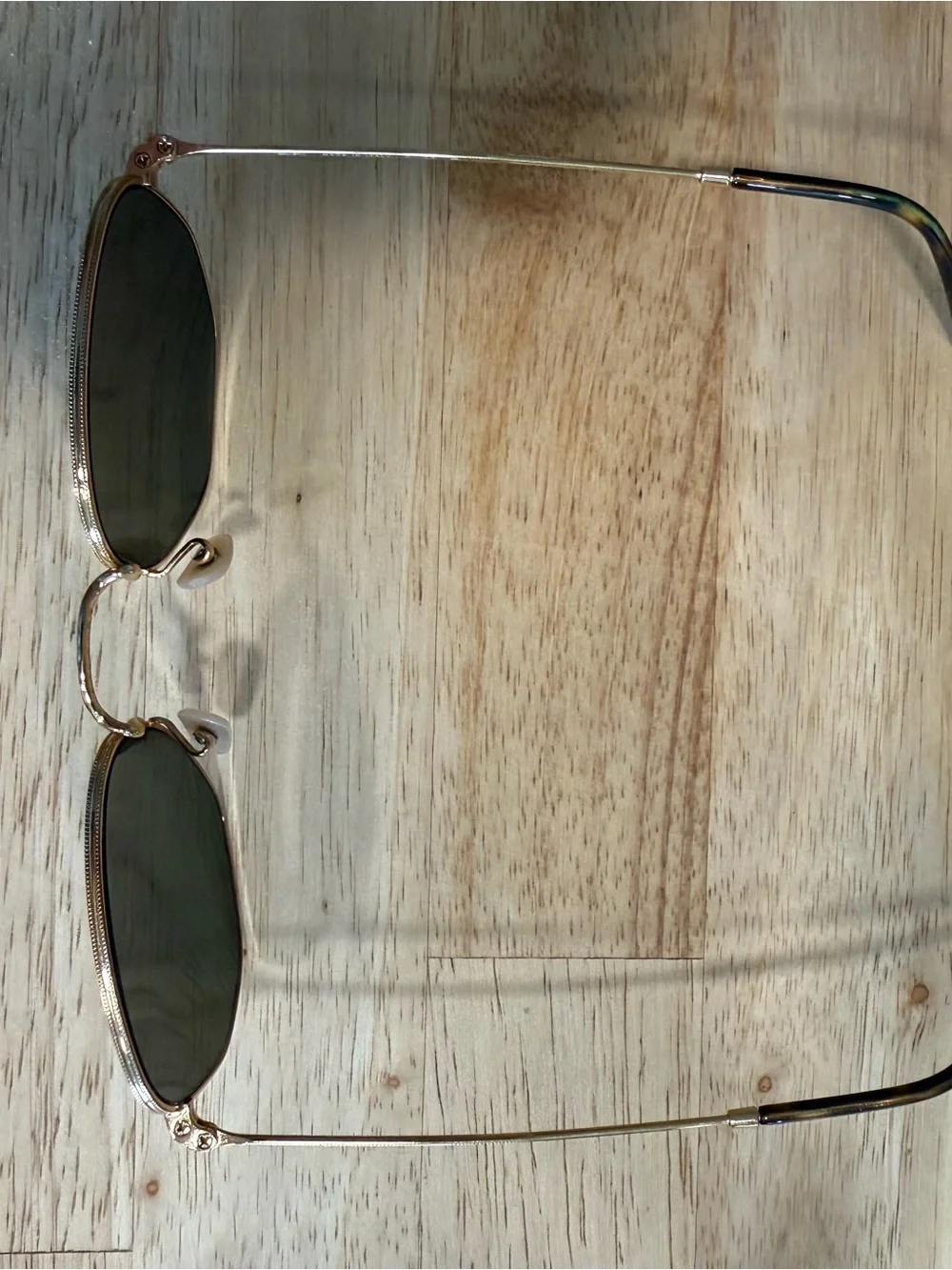 Ray Ban Hexagonal Gold Frame Sunglasses with Gray Lenses - Men Accessories